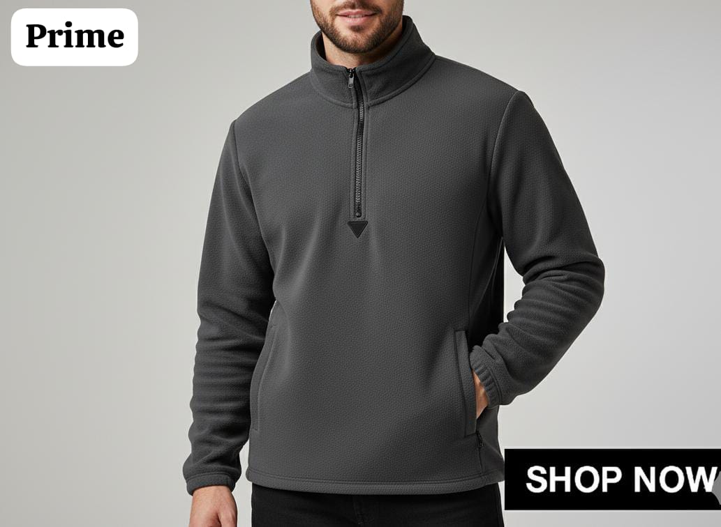 NEW Winter Warm Polar Fleece Half Zip Sweatshirt - Unisex Design, Front Pocket & Soft Thermal Fabric