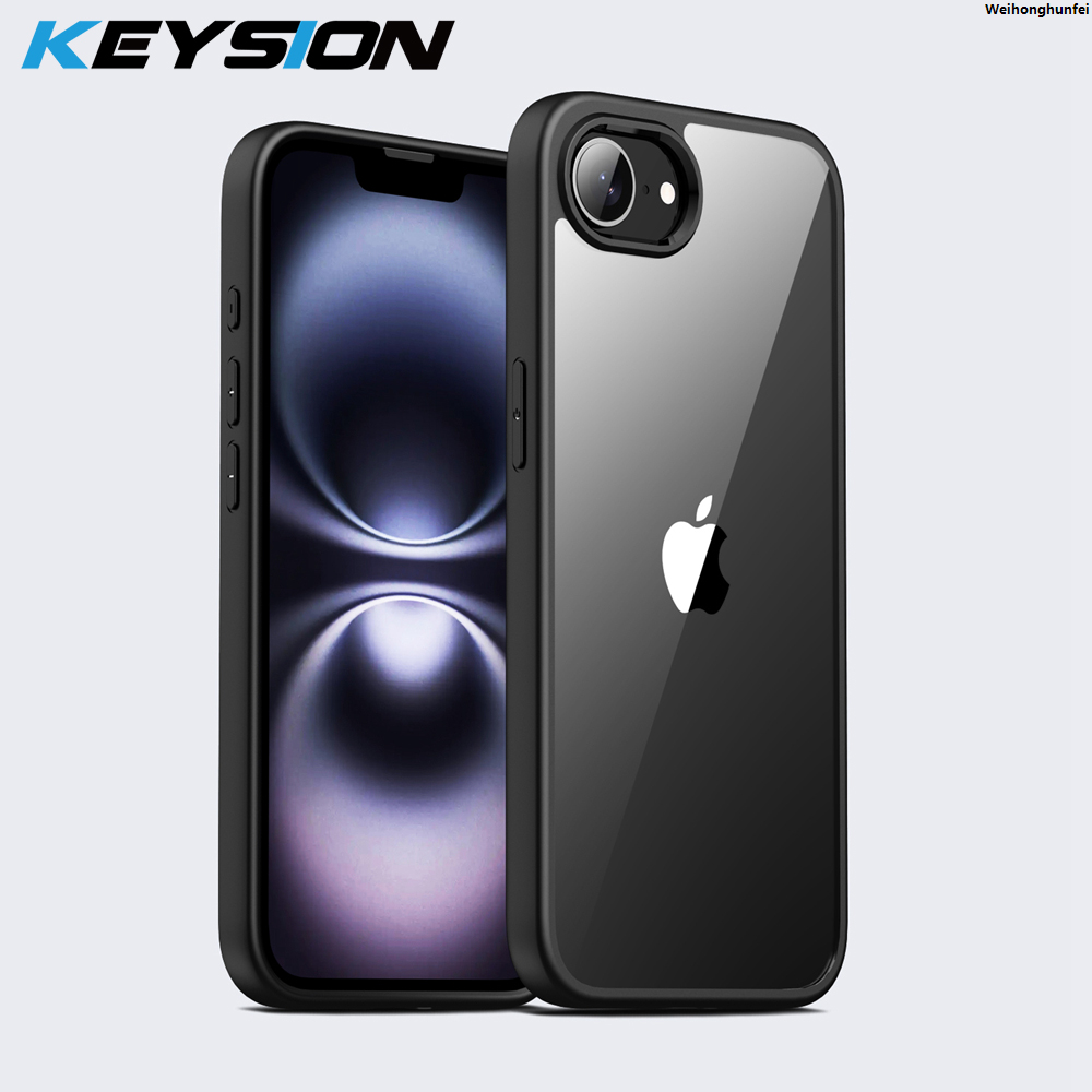 WeihonghunfeiFashion KEYSION Shockproof Clear Case Soft Silicone+PC HD Transparent Protection Phone Back Cover for iPhone 16e 2025