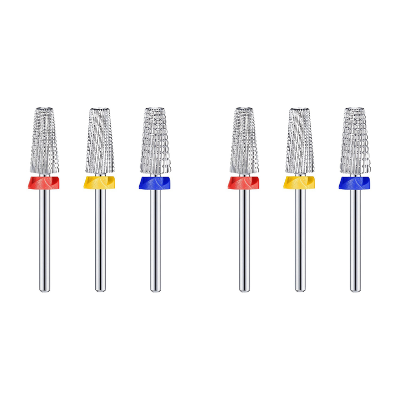 6 Pieces Nail Carbide 5 in 1 Bit Multi-Function Tapered Shaping Nail Drill Carbide Nail Drill Bit Use for Both Left