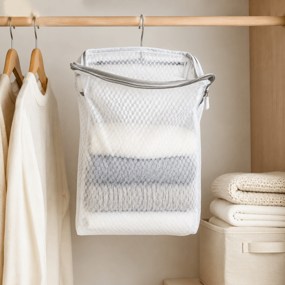 Collapsible Mesh Design Hanging Storage Bag Large Capacity Multipurpose Hanging Mesh Bag Portable Multi-Functional Clothespin Bag Home Organization