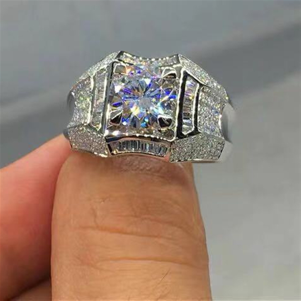 【Best Price Guaranteed】Wish New 18K White Gold Ring Luxury Banquet Men's and Women's Engagement Ring