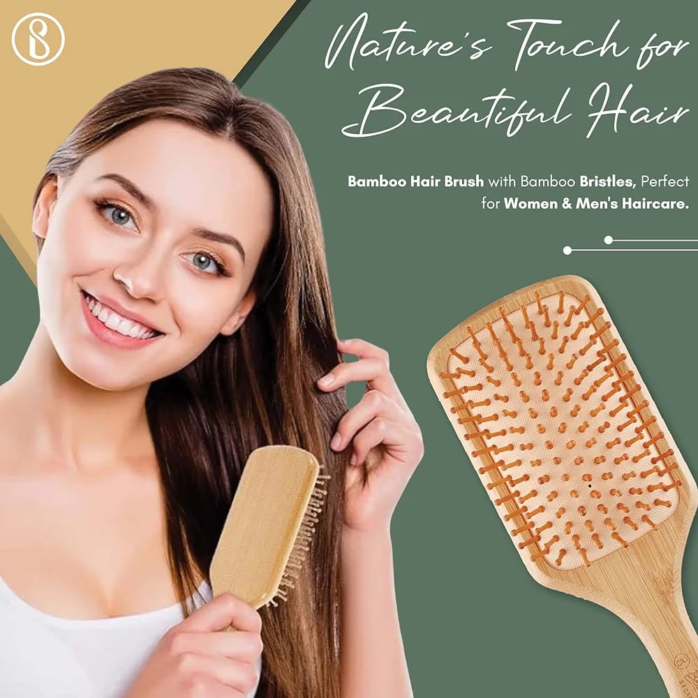 Premium Natural Bamboo Paddle Hair Brush
