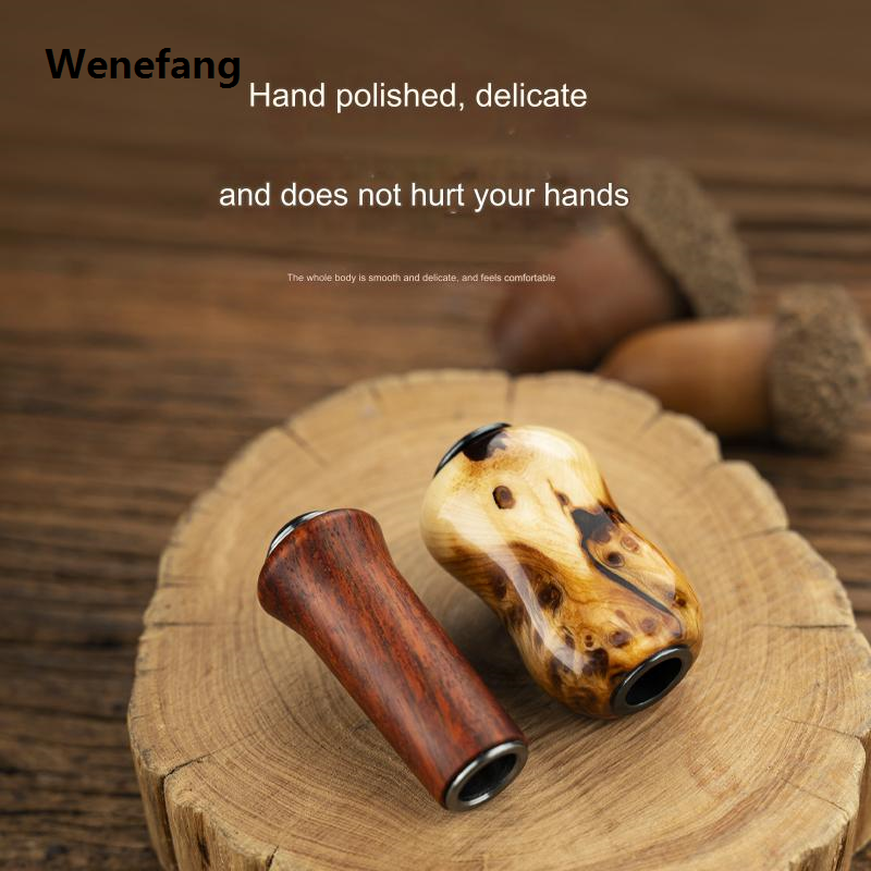 Wenefang 1Pc/2pcs Solid Wood Handle Fishing Wheel Arm Metal Handle Fishing Sales promotion Reel details highlight quality log modified ball with a box