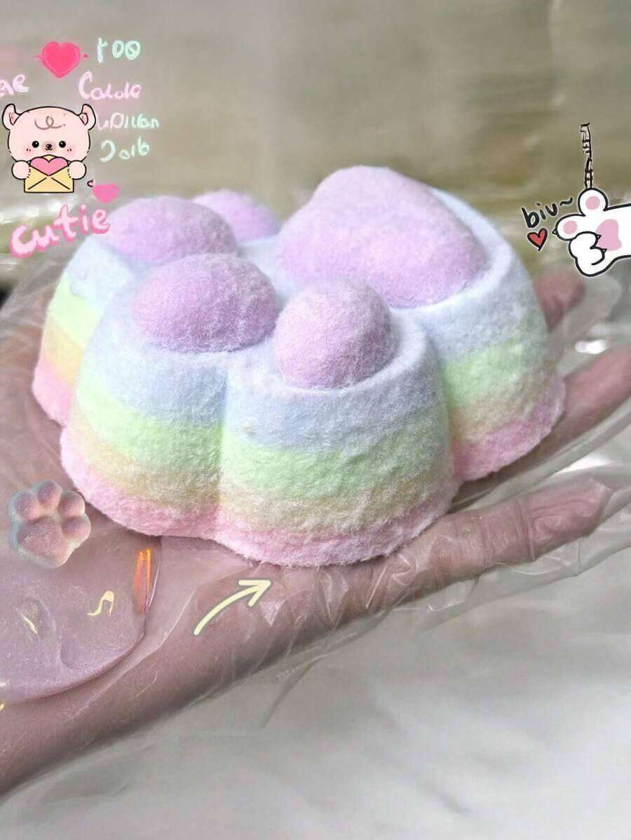 1PC Rainbow Color Stacking & Transparency Tabas Squishy Strs Relief Glitter Cat Paws: Portable Fidget Squeeze Toys For Your Dk And On The Go, Ideal Holiday Gifts, Small Ornament Cute Fun , Christmas Gift, Party Favors, Gift Bag Fillers, Classroom