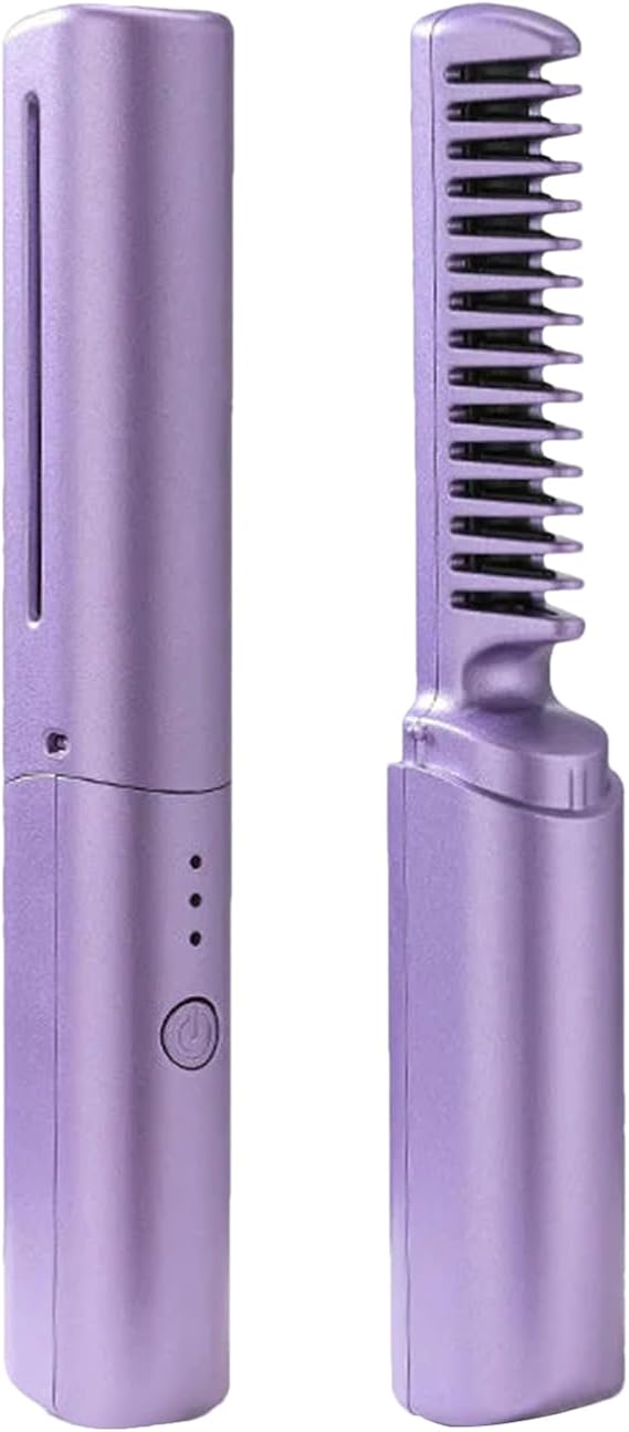 Portable Mini Cordless Hair Straightener, Portable Hot Comb 70 Mins Long Battery Life with Travel Size USB Rechargeable 4500MAH for Women & Men with Short Hair (Multicolor)