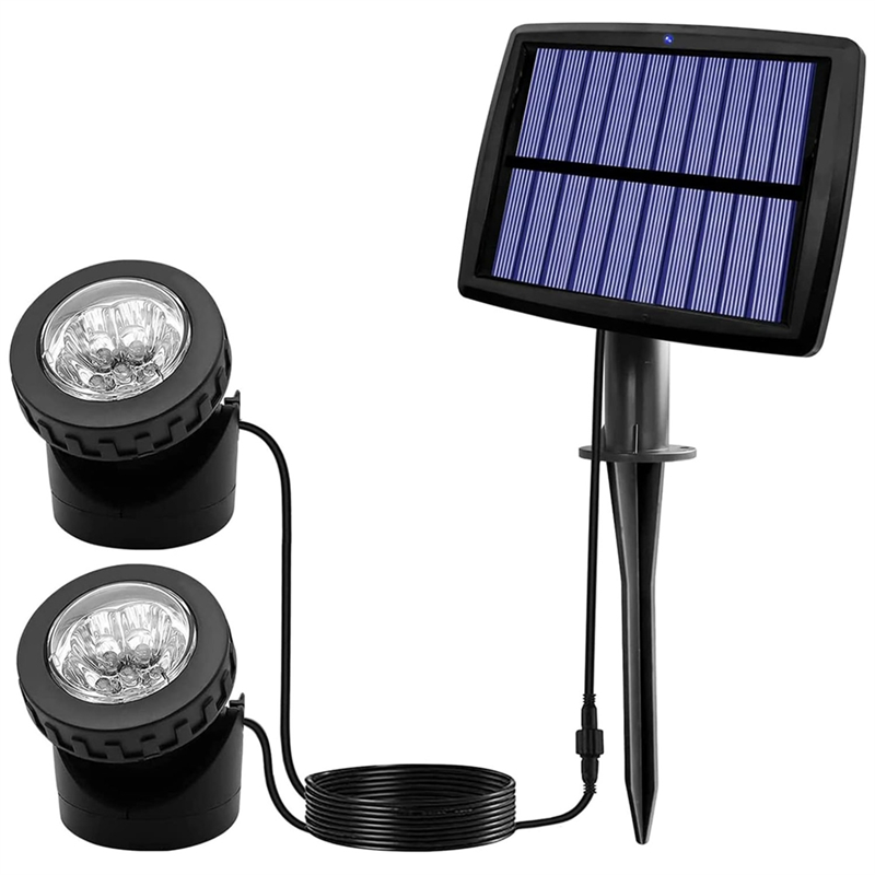 OUMERY Solar Pond Spotlights, LED Solar Underwater Lights with Dual Waterproof Submarine Landscape Spotlight Lighting A