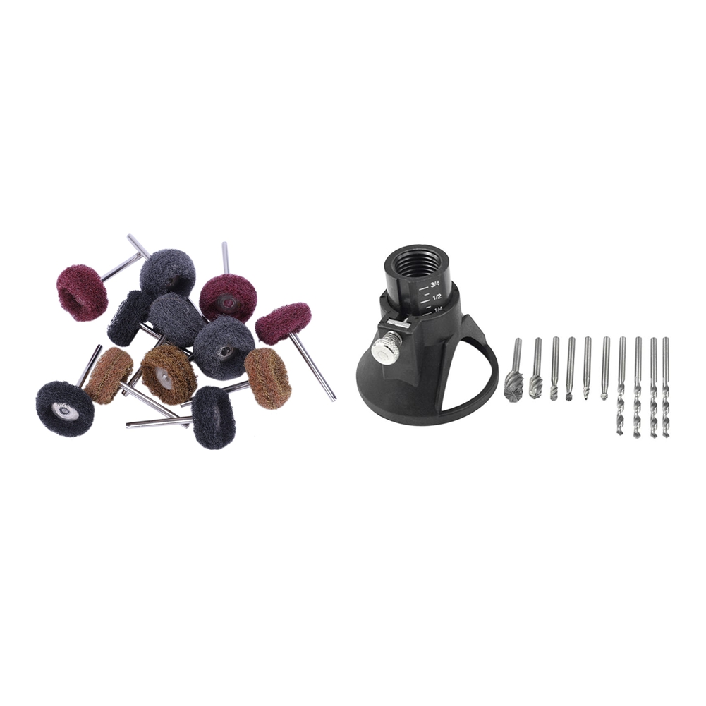 NAMUNY 1 Set Electric Hand Drill Power Tools Wood Milling Burrs Cutter Set & 12 Pcs Polish Wheel Buffer Abrasive Brush