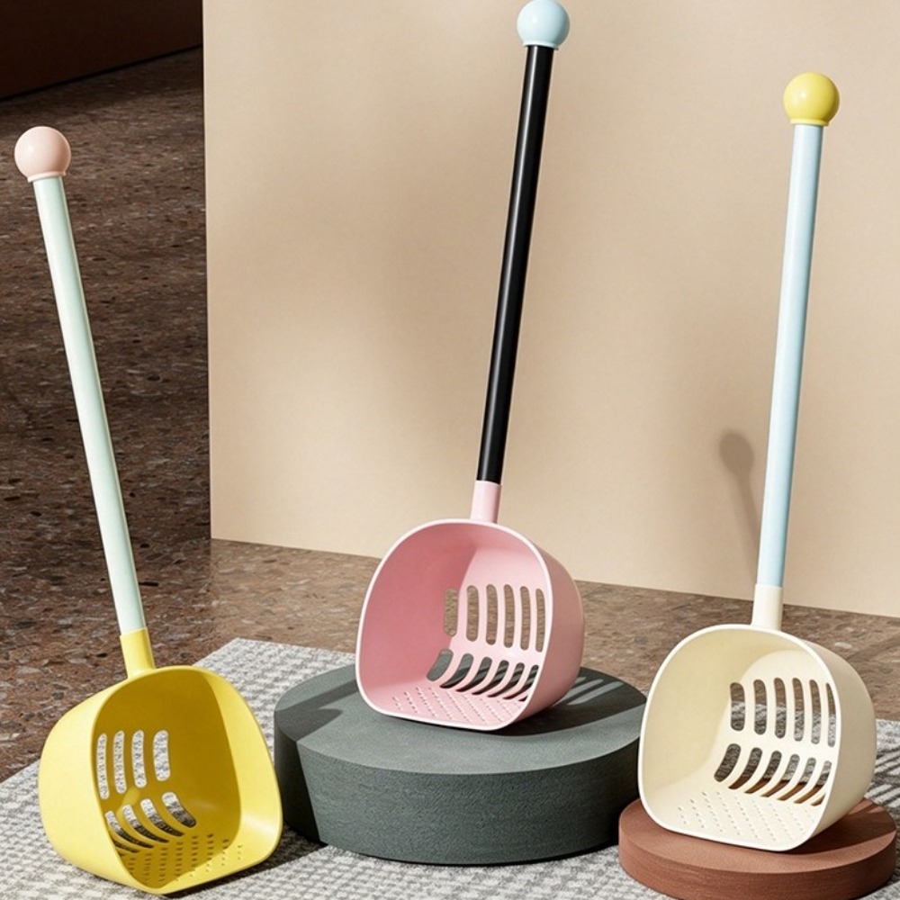 Efficient Detachable Extended Cat Litter Scoop Non-Stick Plastic Cat Sand Shovel Deepen Long Handled Cat Poop Shovel Feces Removal
