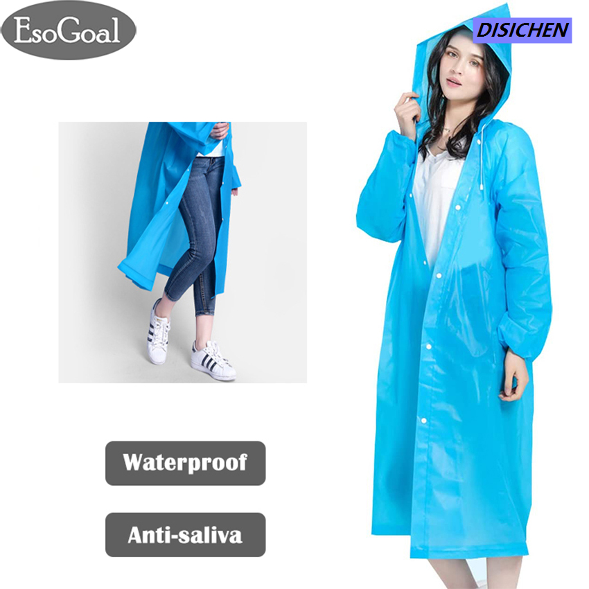 DISICHEN 【Hot item】 EsoGoal Transparent Raincoat P-oncho Rainwear EVA Rain Cape Waterproof Portable E-nvironmental Light Rain Coat with Hat Long Use Thick Unisex for Outdoor and Travel