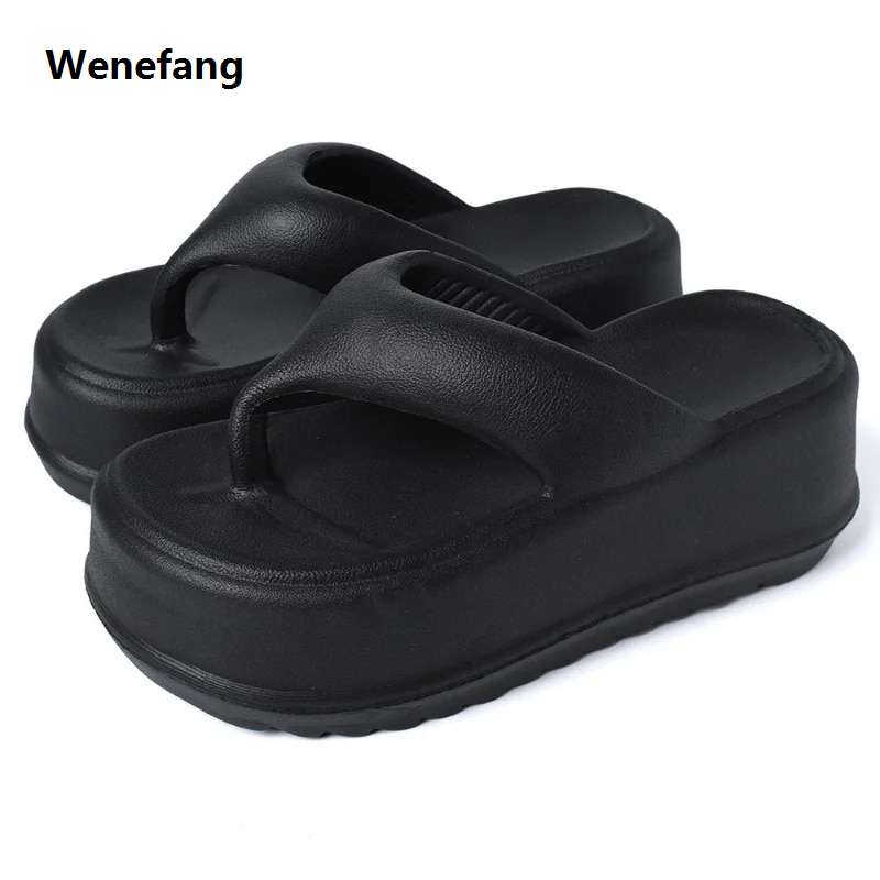 Wenefang 2023 New Summer Flat Slippers Women Genuine Leather Black Fifty percent discount White Flops Thick Sole Mules Casual Comfort Slides Woman