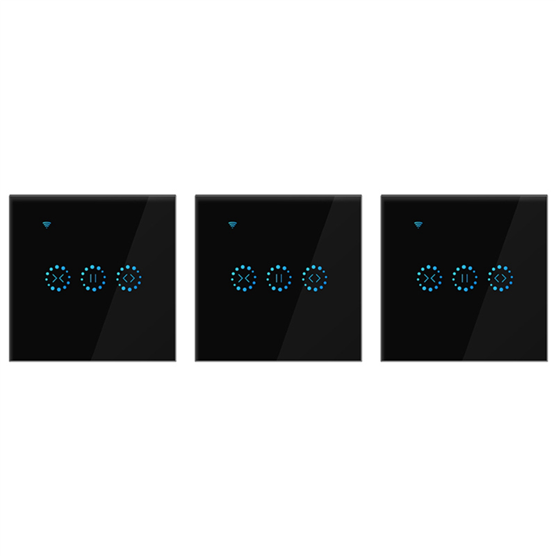 3X App Wifi Press Switch Roller Shutter Switch Blinds Curtain Switch Alexa -Black