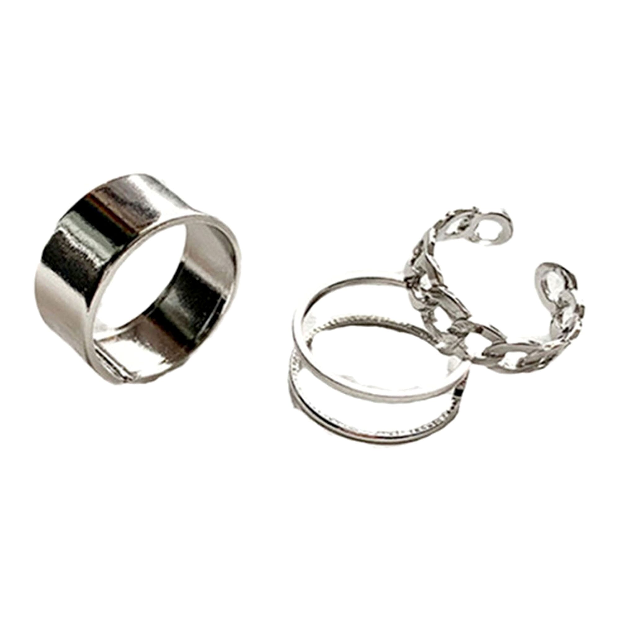 3Pcs Women Rings Geometric Opening Adjustable Jewelry Korean Style Smooth Surface Finger Rings Birthday Gifts
