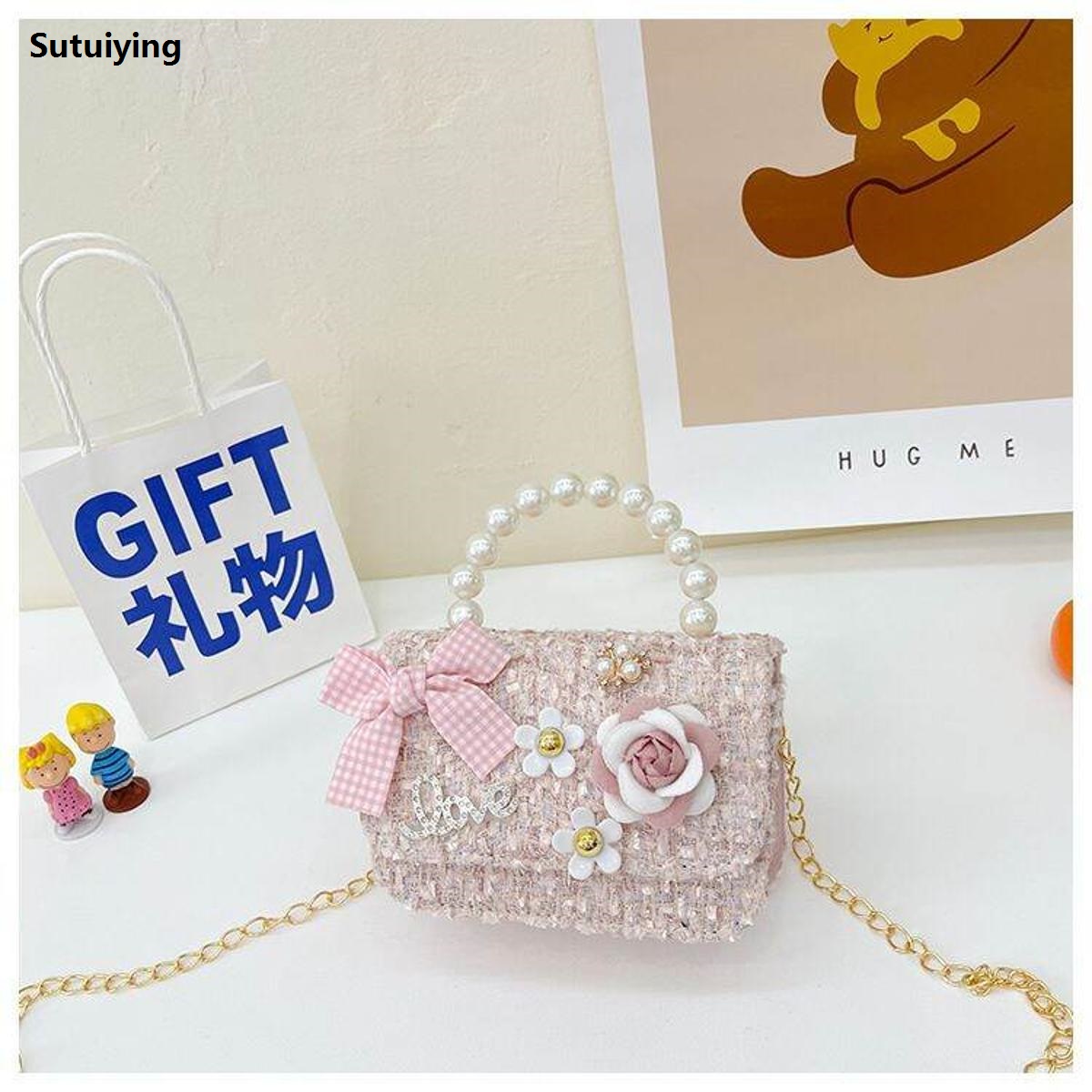 Sutuiying READY STOCK 🇲🇾Girls Handbag Kids Children Flower blind Messenger Bargain price Ribbon Baby Princess Crossbody Bag hadiah birthday present