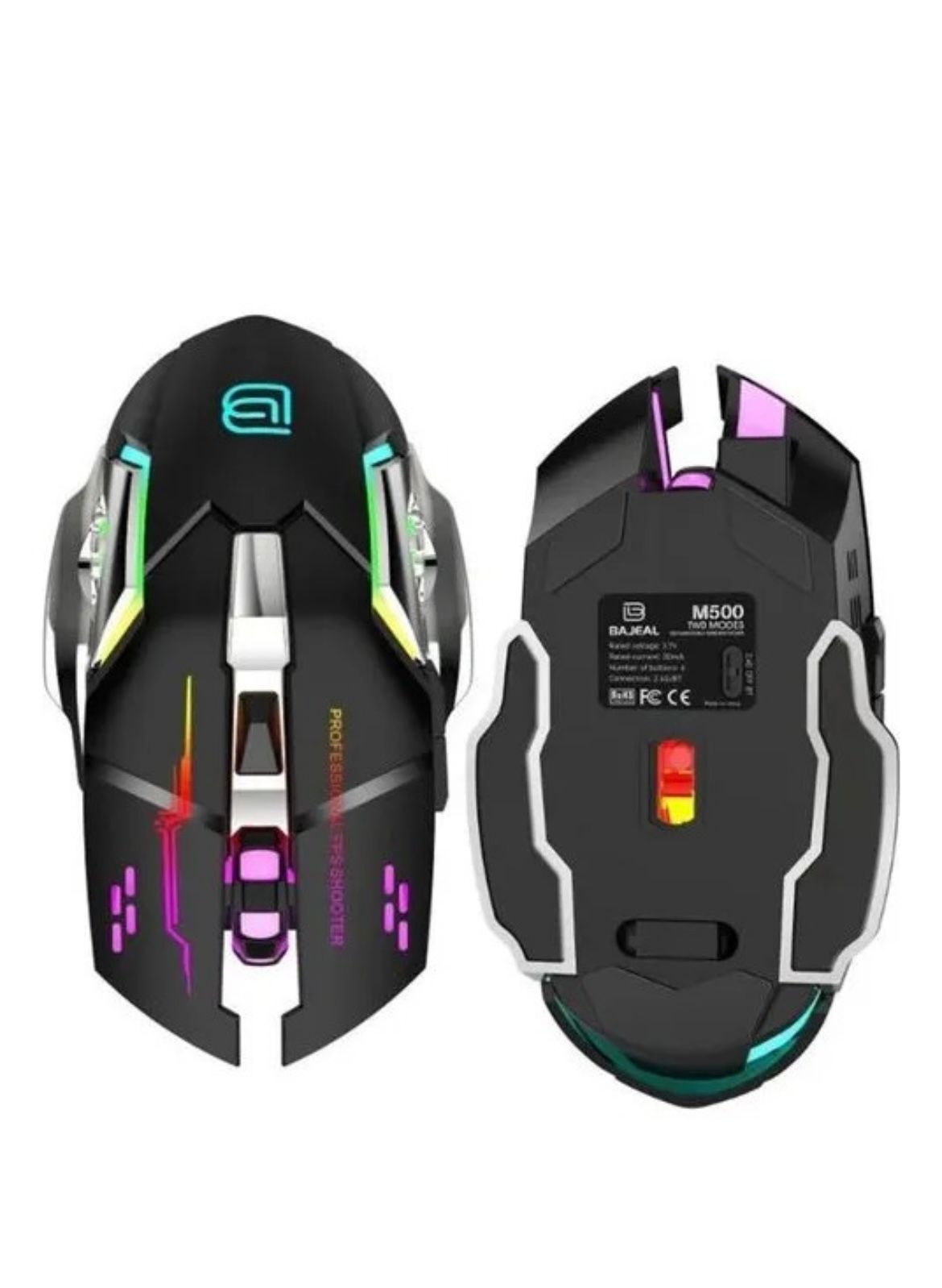 Wireless Bluetooth Mouse (BT 5.3 + 2.4GHz) | Rechargeable | RGB Lights | 6 Buttons | Connect Upto 3 Devices | Ergonomic & Silent Click | for Laptop, PC, Smartphone, Tablet