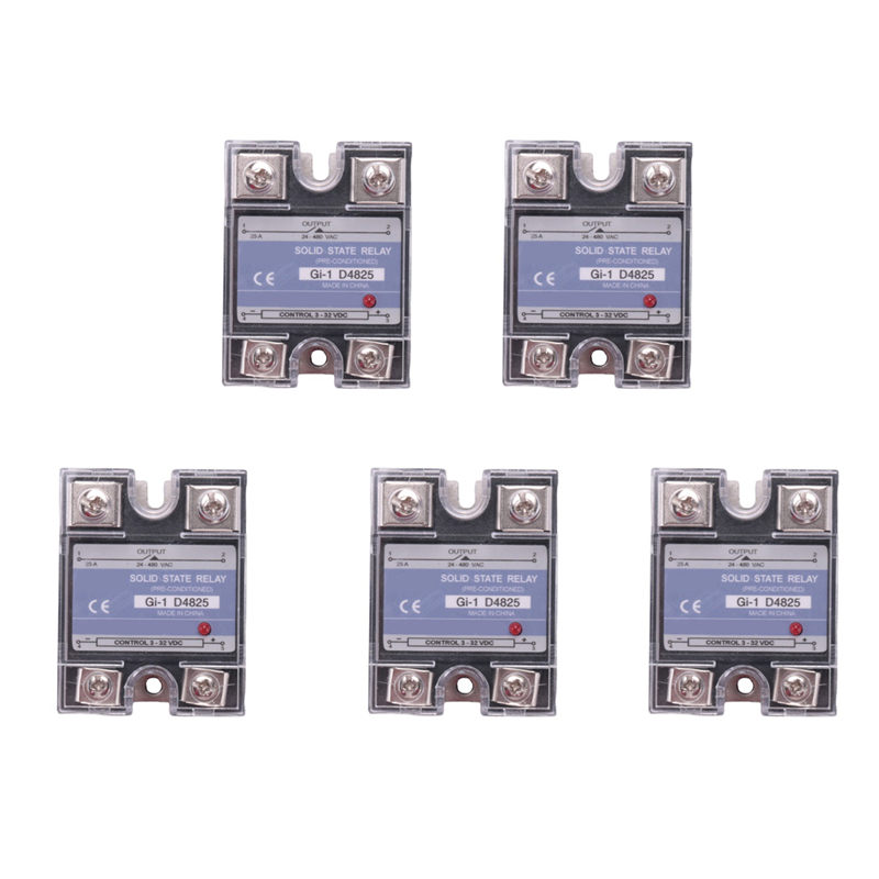 ARELENE 5X SSR 25A 3-32V DC to 24-480V AC Single Phase Solid State Relay DC Control AC -1 D4825 Load Voltage