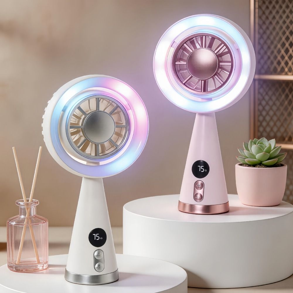 Electric Cooling Handheld Fan Soft Lighting Lightweight Rechargeable Fan Clear Power Display Compact Mini Fan Travel