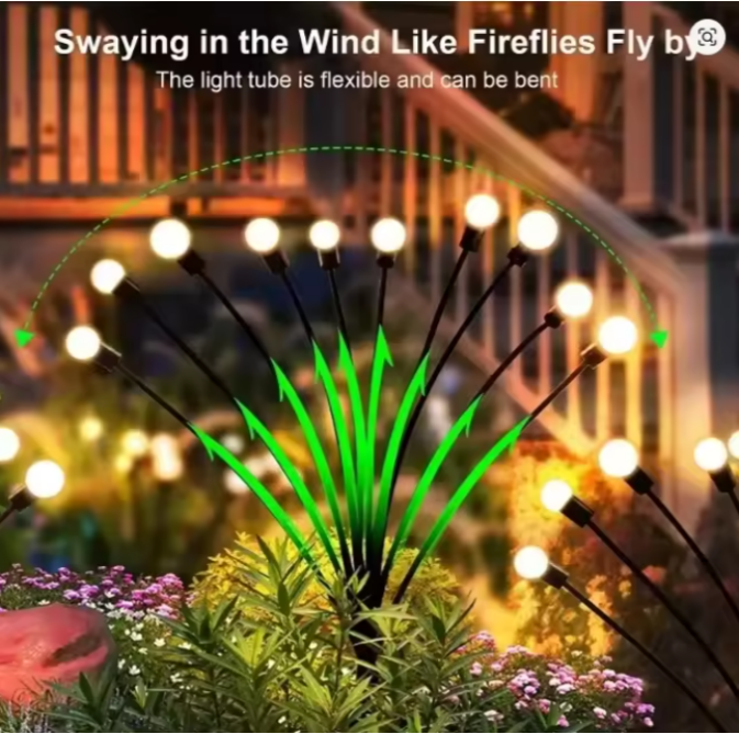 Wireless Solar 6 LED Firefly Outdoor Garden Terrace Lights | Family fun Outdoor Home | Solar powered Waterproof Firefly lights | 500 mah battery