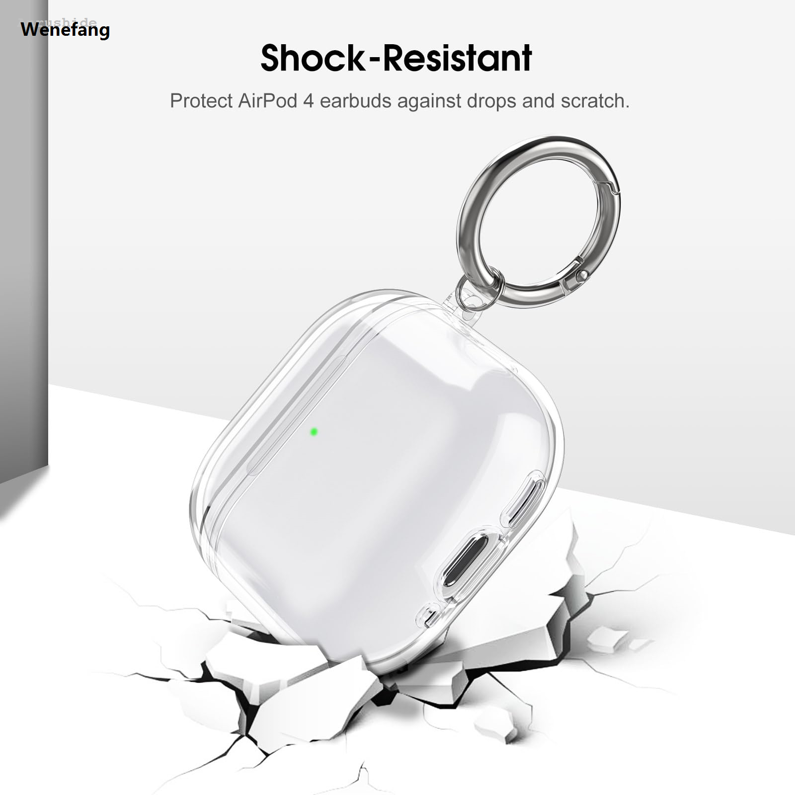 Wenefang Anrushide Glitter Case for AirPods 4 Generation Anti-Lost Shockproof Earbuds 2025 New Protective Cover with Keychain Cleaner Kit for AirPods 4 2025