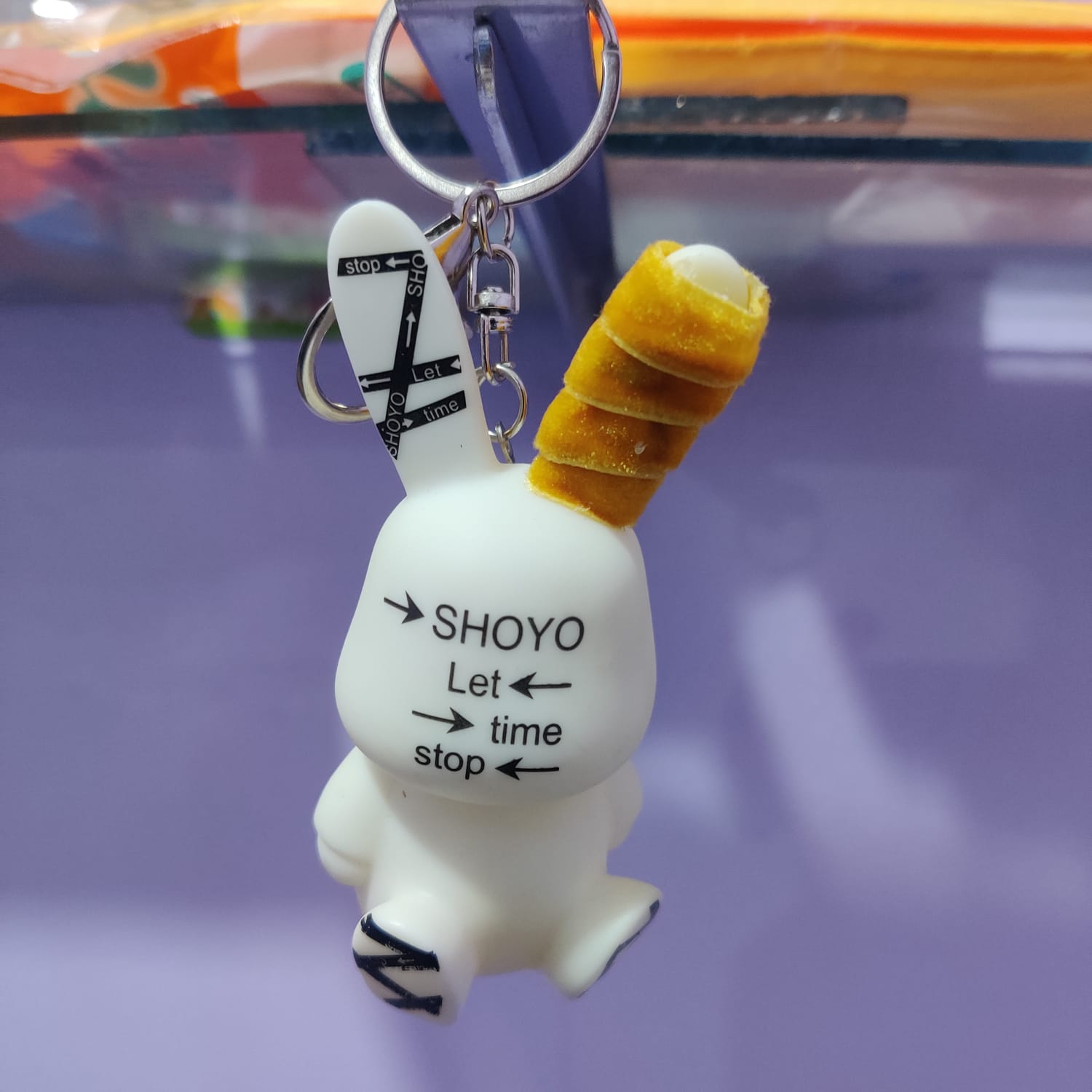 White Rabbit Bag Key Chain Hanger Hard Plastic Body