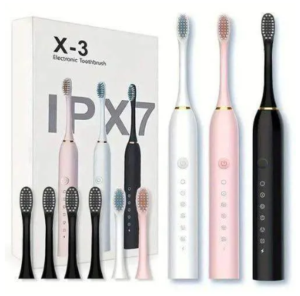 Sonic Electric Toothbrushes with 2 Minutes Timer, Rechargeable Electric Toothbrush, Oral Care Whitening Toothbrush for Adults and Kids, 4 Pieces Replacement Brush Heads, Pink and Black