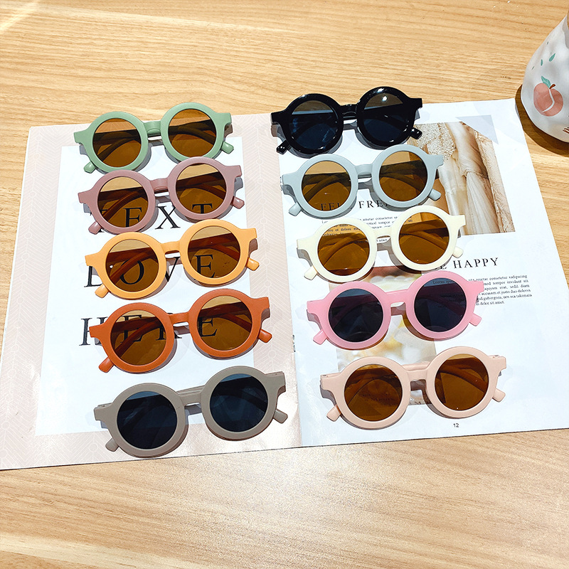 children's color round frame light PC cute small face Children's sunglasses kids sunglasses girls eyepieces