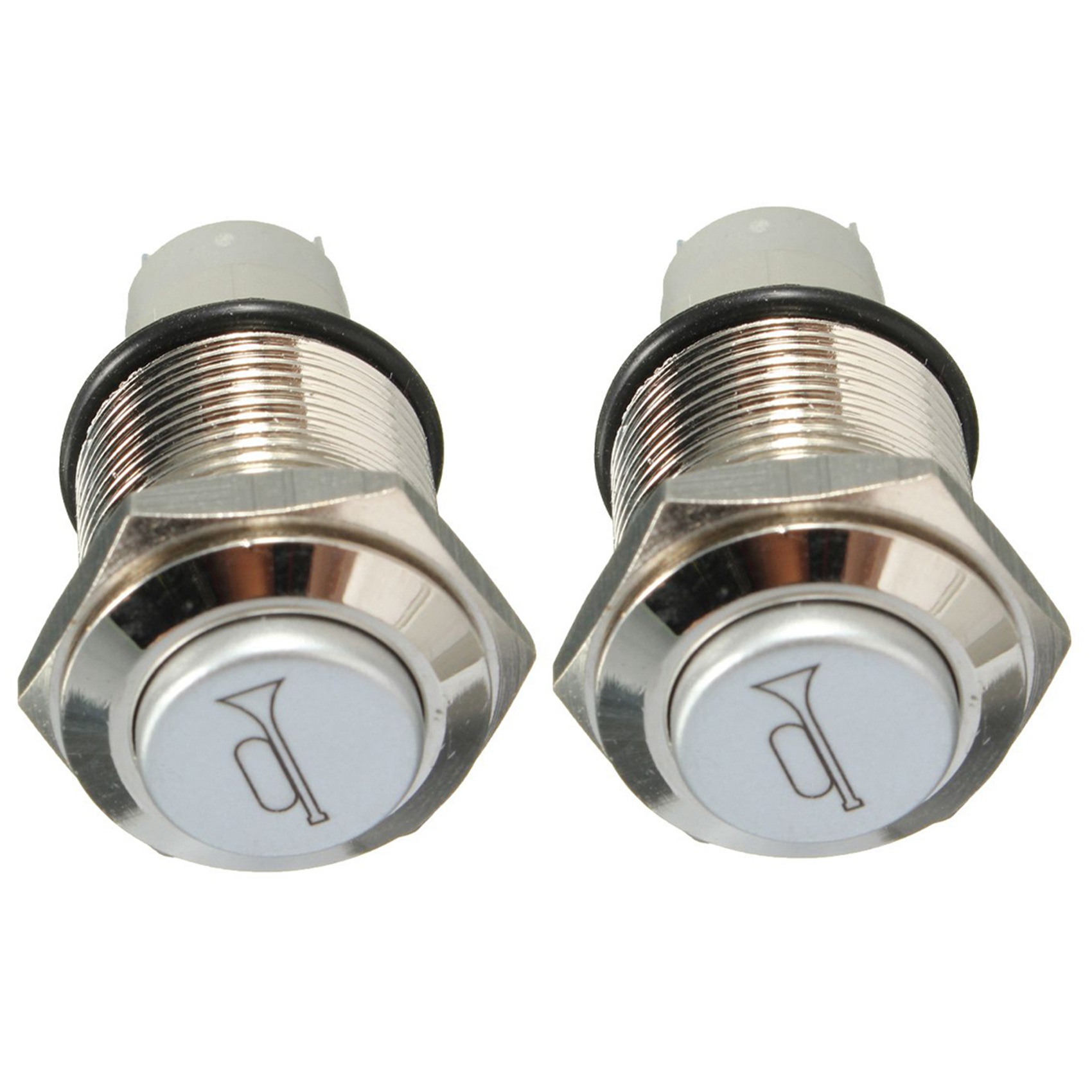 fasdaga 2X 12V 16mm Car LED Light Momentary Horn Button Metal Switch Push Button Blue