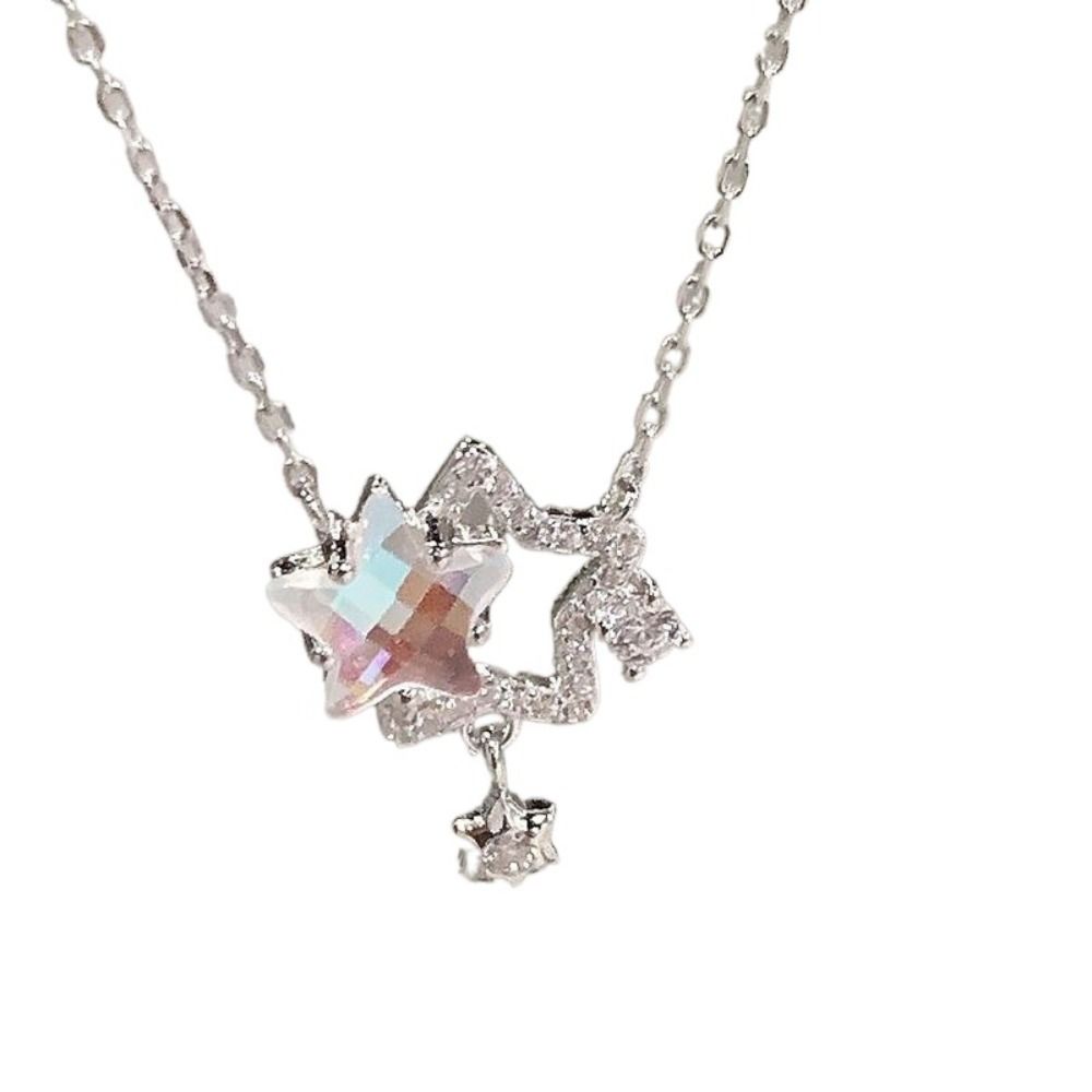 New Zinc Alloy Chain Necklace Gemini Pentagram Starry Moon Necklace Wedding Party Woman