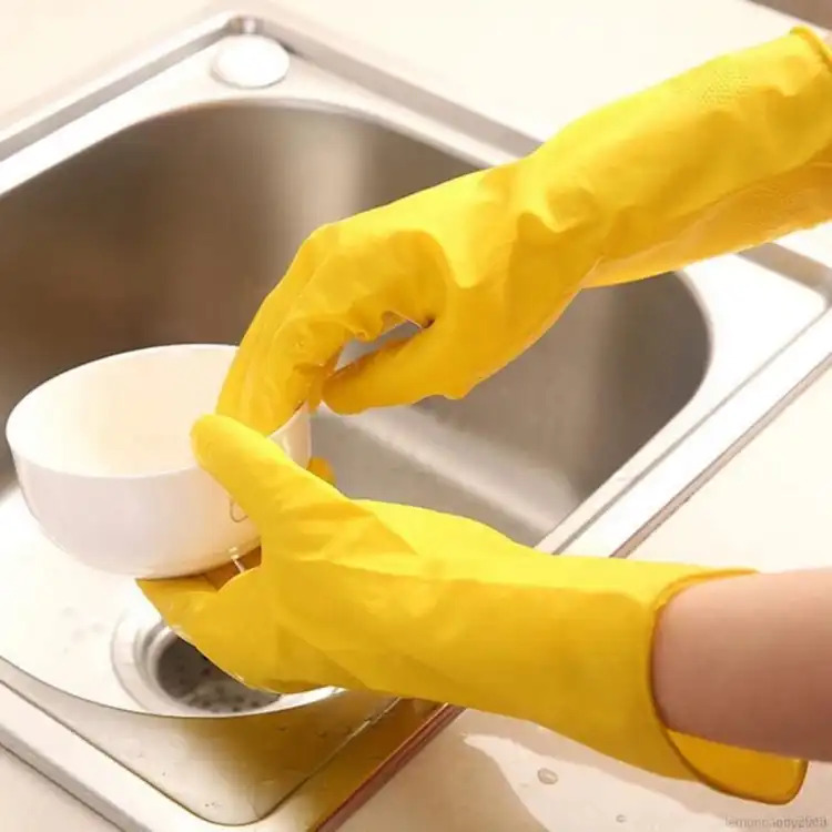 EverClean Reusable Rubber Hand Gloves - Stretchable, for Multi-Purpose Use (Yellow, 1 Pair)