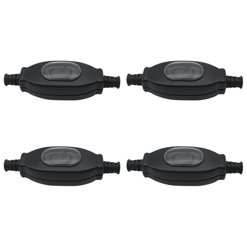 FORIDE 4X 3A 250V 8mm Waterproof In Line Switch Cord Switch IP65 Round Wire Silver Double Cut Switch Dust Switch