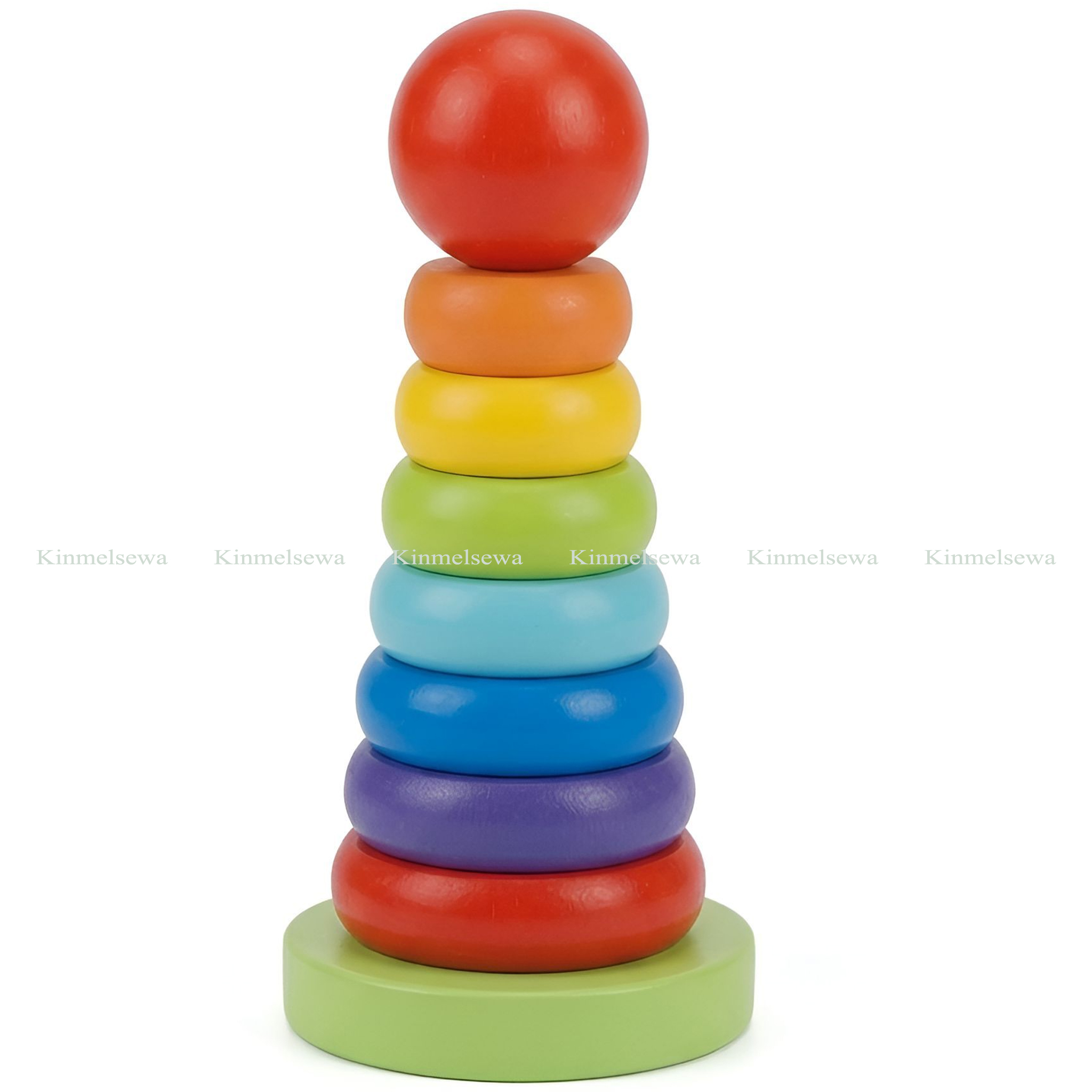 Montessori Rainbow Wooden Stacking Tower - Educational STEM Sensory Toy for Toddlers - Eco-Friendly Beech Wood Sorting Rings - Motor Skills Development Gift for Kids 12M+