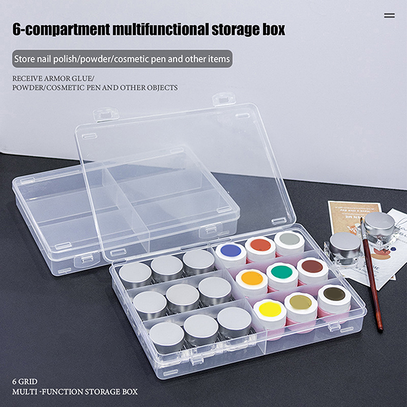 Nail Polish Adhesive Storage Box Jewelry Storage Box Divided Box Transparent Large Capacity Nail Salon Desktop Storage Box 5a63