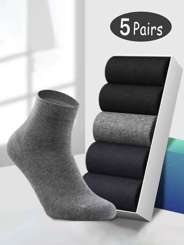 New 5 pairs of mens mid-tube sports sweat wicking business deodorant socks