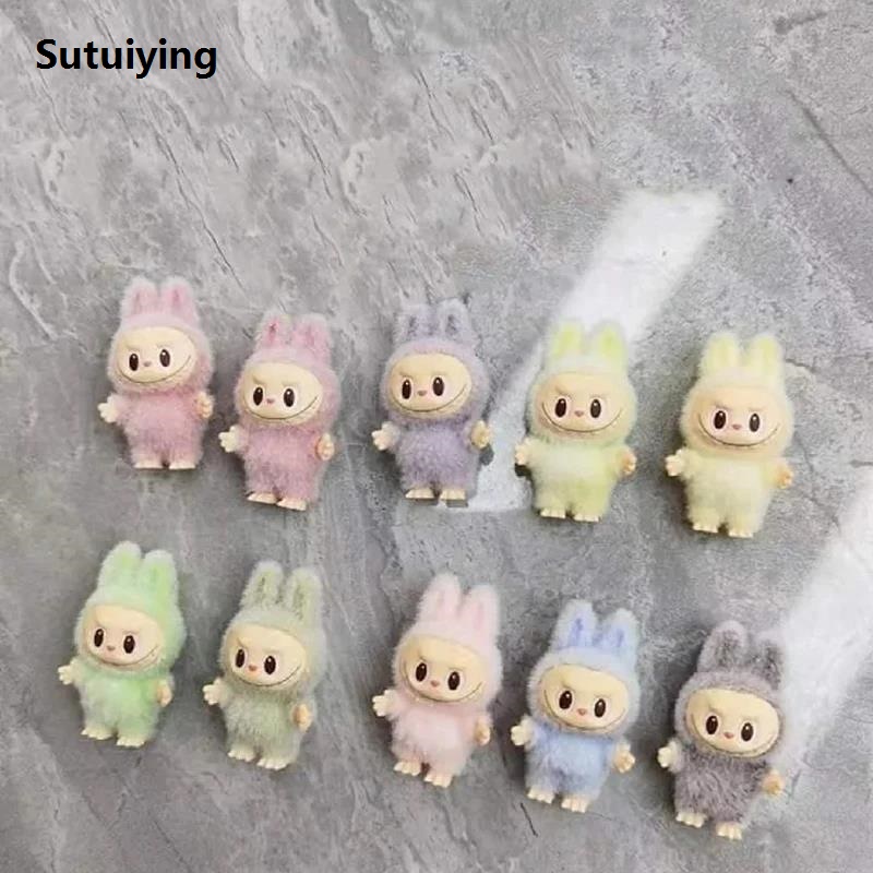 Sutuiying Miniso Cartoon Labubu Blind box Series Mini Flocking Exquisite High Quality Cute Doll Gift Pendant Accessories Decoration Kawaii Toys Gift