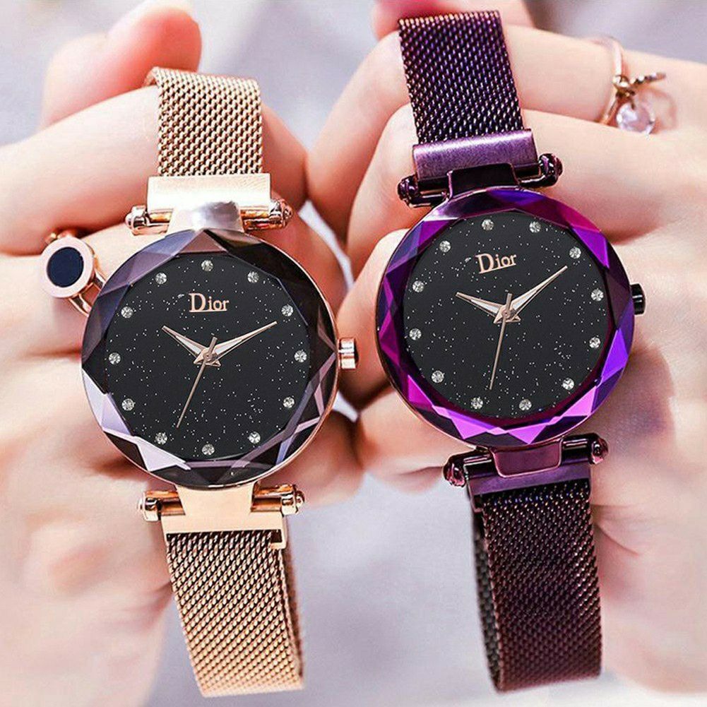 Luxury Fashion Black Starry Magnetic Casual Watch For Women