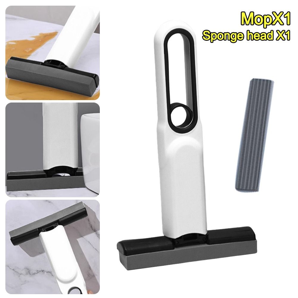 Portable No-Rinse Mini Desktop Mop Sponge Absorbent Wet and Dry Dual-Use Handheld Mop Folding Self-Squeezing Cleaning Mop Shower