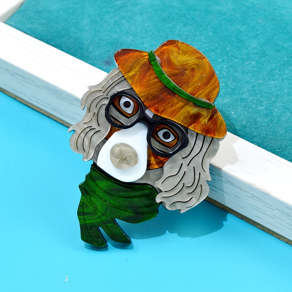 Cute little dog brooch, unisex clothing accessory, made of acrylic material