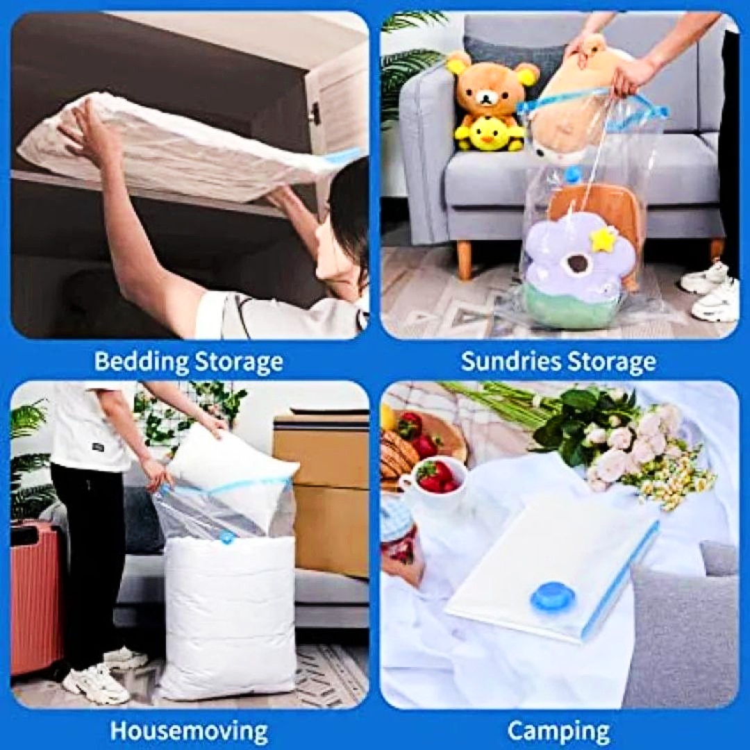 ClearSpace™ 5-Pcs Vacuum Storage Bags Set - Transparent Foldable Clothes Organizer