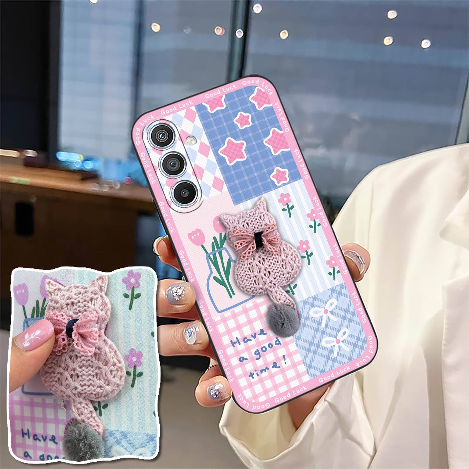 Plush Dirt-resistant Phone Case For Samsung Galaxy S26 Cloth Patch TPU three-dimensional Shockproof Phone Pouch 3D Cute