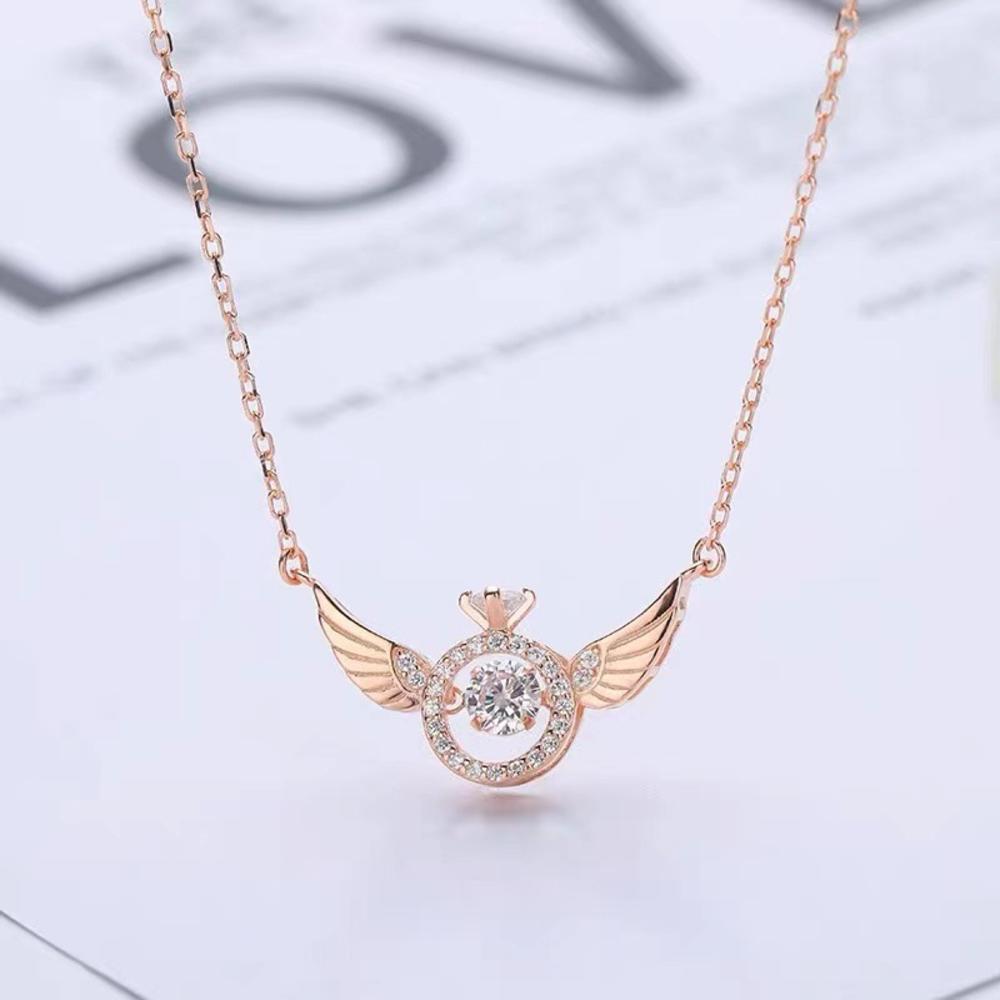 Light luxury Fashion necklace Lovely design High-grade jewelry Stainless steel Micro-inlaid Angel wing necklace for Versatile accessory Fashion enthusiasts
