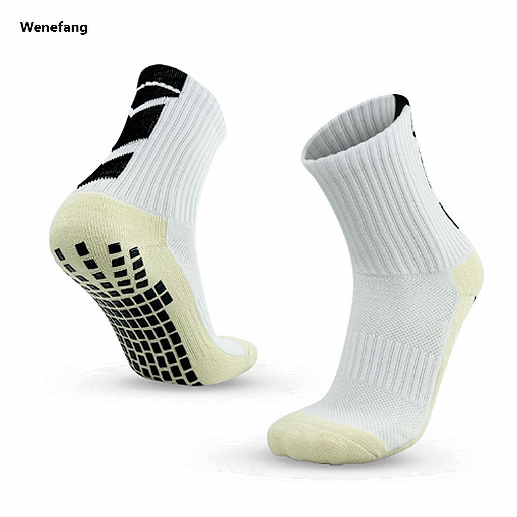 Wenefang Thick towel bottom mid-calf dotted rubber soccer socks comfortable breathable sweat-absorbing training non-slip sports socks