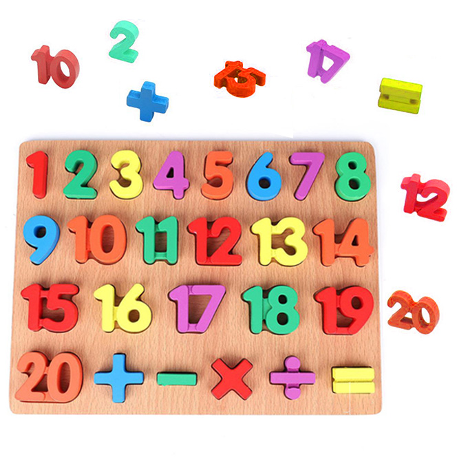 Wooden Number Board 1 to 20 Number Tray With Knob, Play And Learn Play Set