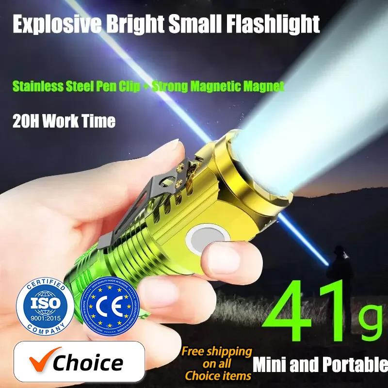 Hot Selling 3LED Super Bright Flashlight Portable Mini Burst Flash Torch Rechargeable Outdoor Emergency Spotlight with Pen Clip Tail Magnet