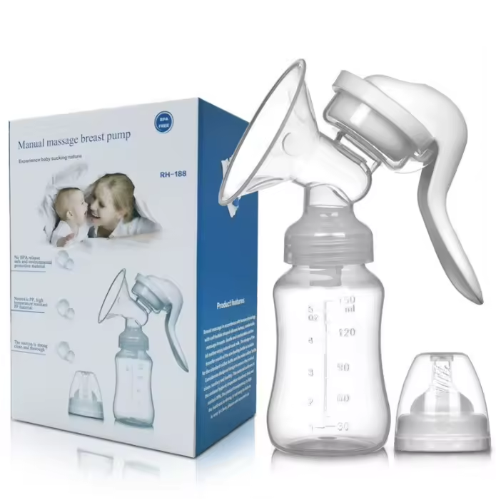 Manual Breast Pump - Portable Hand Suction Pump for Breastfeeding Moms | Painless Silicone Massage Breastmilk Collector | 150ml Large Capacity, Lightweight & Easy to Clean