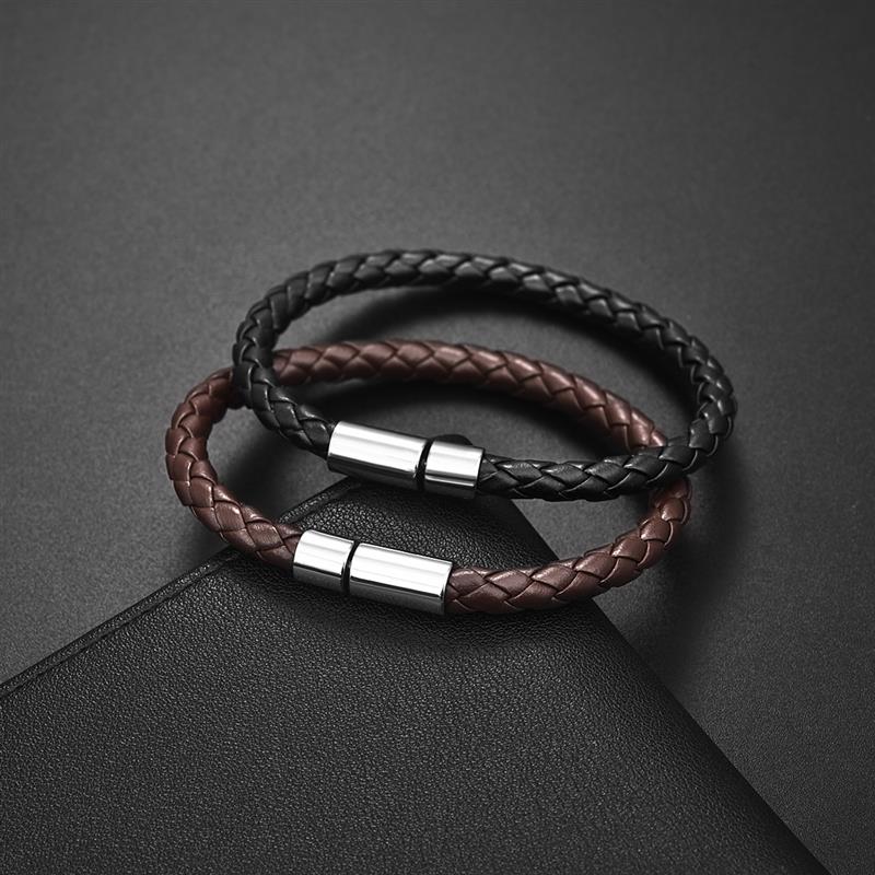 Classic Braided Leather Bracelets Simple Brown Bracelets Bangle for Women Men New Year Jewelry Gift Fashion Accessory