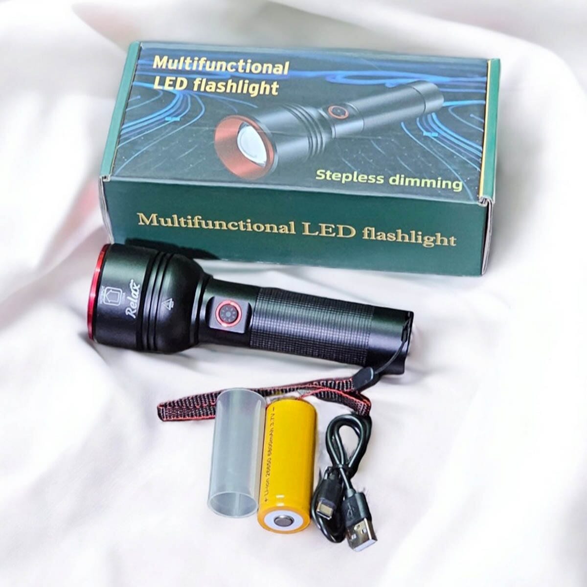 LED Flashlight 26650 Lithium Battery Torch Emergency light Power Bank