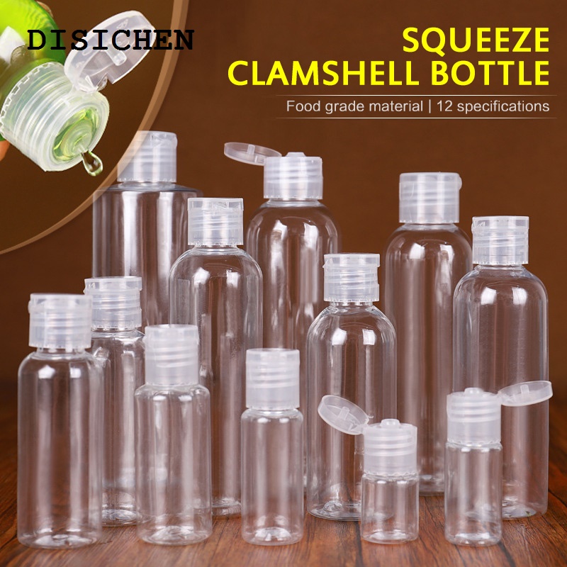 DISICHEN Profesional 1Pc 5/10/30/50/80/120/200/250 Ml Plastic Transparent Bottle Refillable Butterfly Cap Makeup Tool Sub-bottling Clamshell Bottle