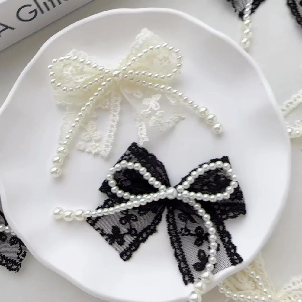 New DIY Pearl Bow Shoe Charms Bukcle Pin Lace Embroidery Bag Clothing Accessories for Sneaker Decorative Slide Sandals Shoe Decoration