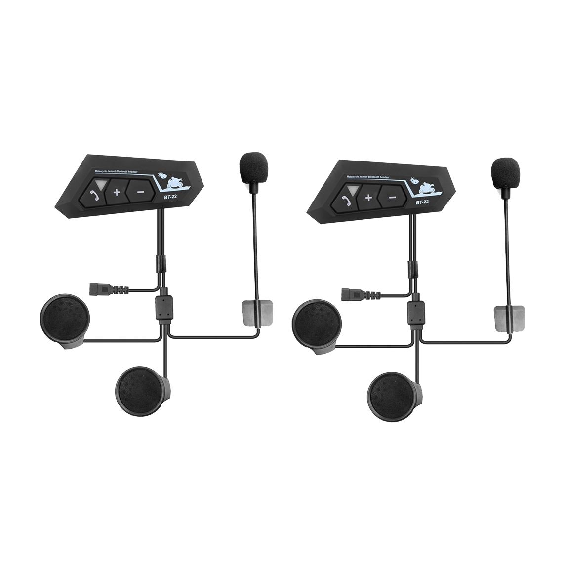 OYPFXMI 2 Set Motorcycle 5.0 Bluetooth Helmet Intercom Universal Pairing Earphone Headset with CNC Noise Reduction BT22