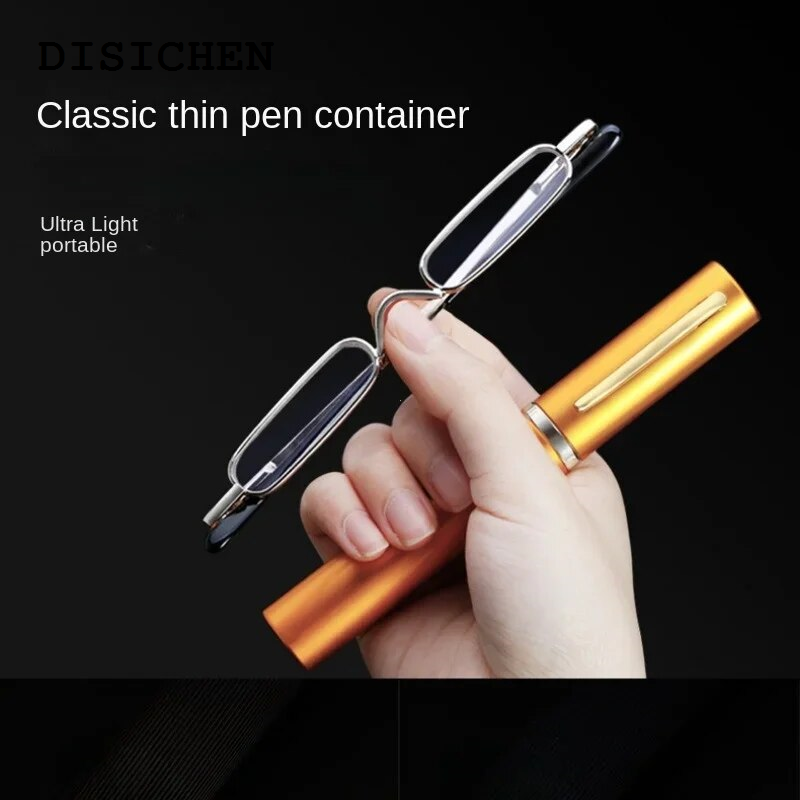 DISICHEN 2025 New Elegant Reading Glasses Metal Frame Ultra-thin Men Women Reading Glasses Portable Mini Reading Presbyopia Eyeglasses with Box