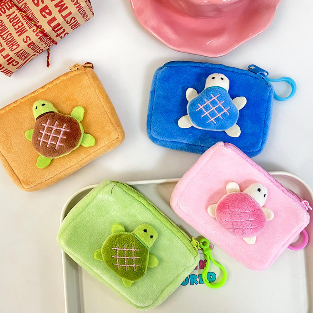 Little Turtle Coin Purse Charming Japanese Portable Plush Coin Bag Square Compact Small Storage Bag for Student Girls Use